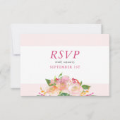 フローラピンクと金ゴールドの花 出欠カード (正面)