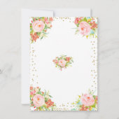 フローラピンクと金ゴールドバニー誕生日フローラ 招待状 (裏面)