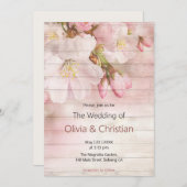 フローラピンクのさくらんぼの花が木に咲く 招待状 (正面/裏面)