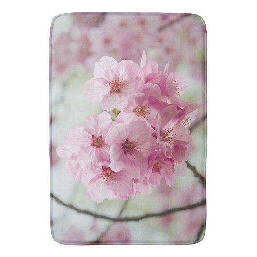 フローラピンクのさくらんぼ花の写真 バスマット (正面縦)