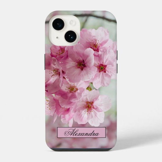 フローラピンクのさくらんぼ花の写真 iPhoneケース (裏面)