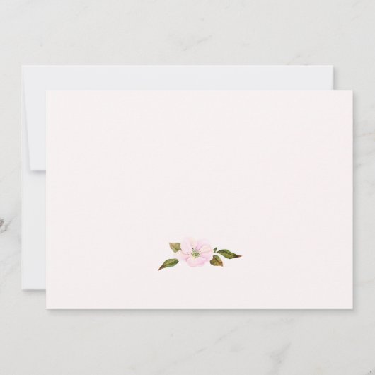 フローラピンクのさくらんぼ花女の赤ちゃんシャワー 招待状 (裏面)