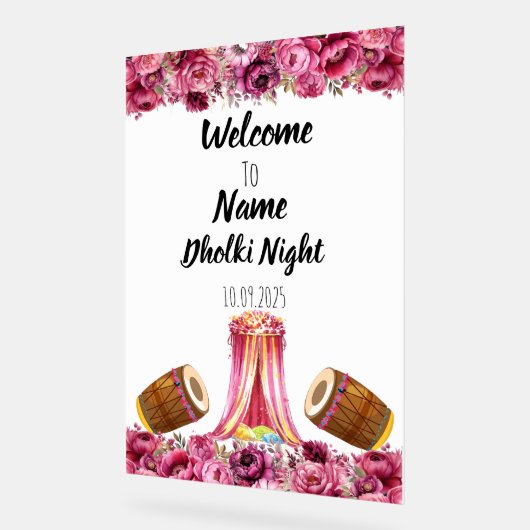 フローラピンクのアクリルのドルキの夜印 アクリルサイン (傾斜)