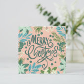 フローラピンクのクリスマスフォトホリデーカード シーズンカード (スタンド正面)