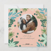 フローラピンクのクリスマスフォトホリデーカード シーズンカード (裏面)