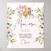 フローラピンクのサファリ動物マムオーサバー標識 ポスター (正面)