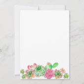 フローラピンクのサボタコス'赤ちゃんのシャワーを取る 招待状 (裏面)