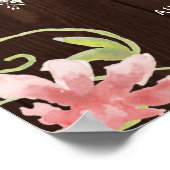 フローラピンクのシックな素朴な赤ちゃんシャワー歓迎サイン ポスター (角)