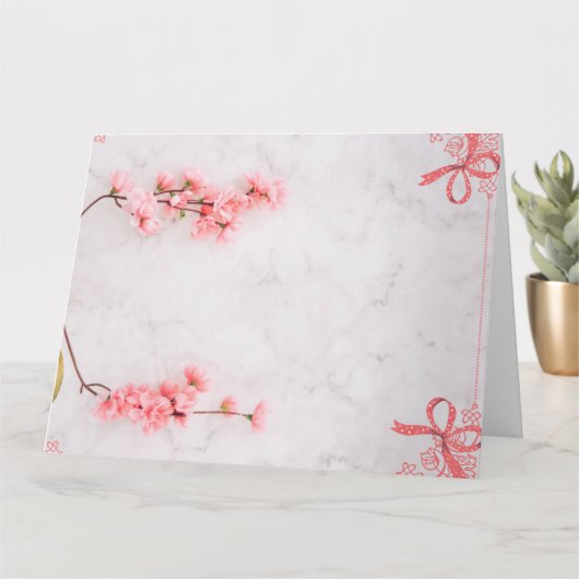 フローラピンクのシック招待状 カード (小さな植物)