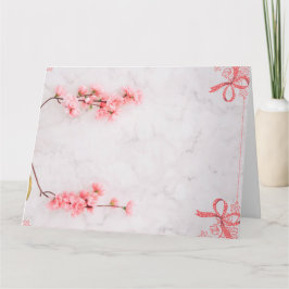 フローラピンクのシック招待状 カード