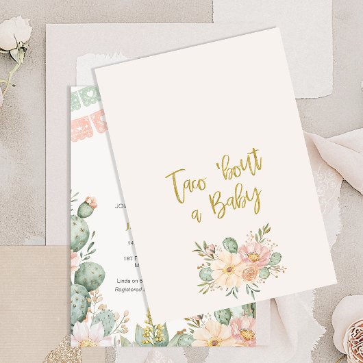 フローラピンクのバナータコAベビーの赤ちゃんシャワー 招待状