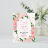 フローラピンクのバラと紅葉の誕生日パーティー ポストカード (スタンド正面)