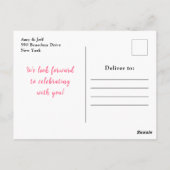 フローラピンクのバラと紅葉の誕生日パーティー ポストカード (裏面)