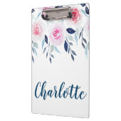 フローラピンクのバラの水の色パーソナライズされた名 クリップボード (左)