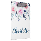 フローラピンクのバラの水の色パーソナライズされた名 クリップボード (右)