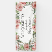 フローラピンクのバラの花BOHO Oh赤ちゃんガールシャワー 横断幕 (縦)