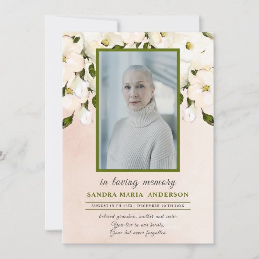 フローラピンクのバラ写真葬儀記念事業 サンキューカード (正面)