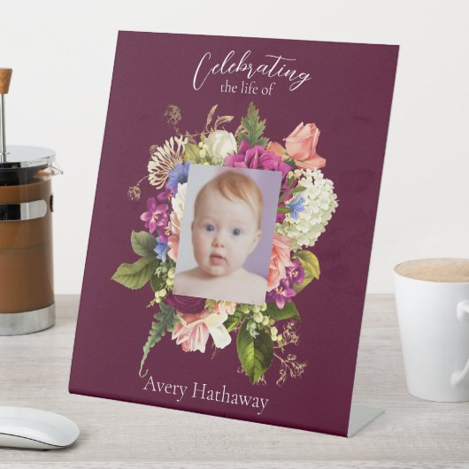 フローラピンクのバラ写真葬儀 台座サイン (インサイチュ)