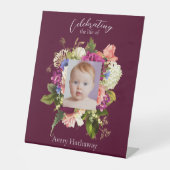 フローラピンクのバラ写真葬儀 台座サイン (正面)