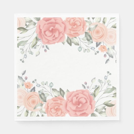 フローラピンクのバラ結婚の花のヴィンテージの水色 スタンダードランチョンナプキン (正面)