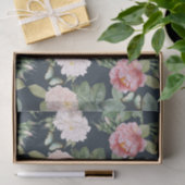 フローラピンクのバラ葉ス蝶ダークグレー 薄葉紙 (ギフト)