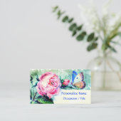 フローラピンクのローズバタフライウォーター色 名刺 (スタンド正面)