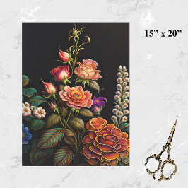 フローラピンクのローズブーケのアートワーク 薄葉紙