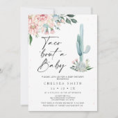 フローラピンクの女の子タコベビーの赤ちゃんシャワー 招待状 (正面)