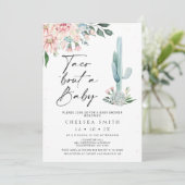 フローラピンクの女の子タコベビーの赤ちゃんシャワー 招待状 (スタンド正面)