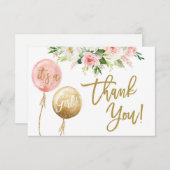 フローラピンクの女の感謝してい子よ ノートカード (正面/裏面)