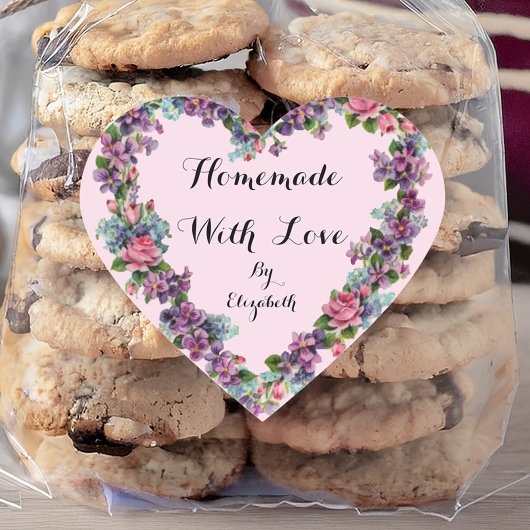 フローラピンクの書道と愛の自家製 ハートシール