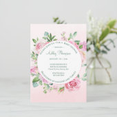 フローラピンクの水の色の女の子の赤ちゃんシャワー 招待状 (スタンド正面)