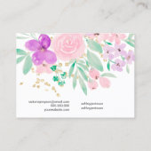 フローラピンクの水彩ヘアクリップバレットディスプレイ 名刺 (裏面)
