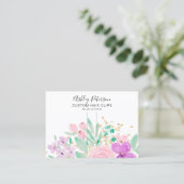 フローラピンクの水彩ヘアクリップバレットディスプレイ 名刺 (スタンド正面)