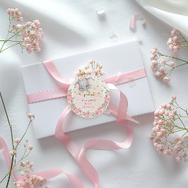 フローラピンクの甘い象のベビーガールシャワー ラウンドシール