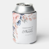 フローラピンクの緑の水の色のスクリプト赤ちゃんシャワー 缶クーラー (缶裏面)