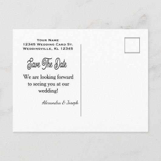 フローラピンクの花が日付の結婚を保カスタムつ 案内ポストカード (裏面)