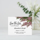 フローラピンクの花が日付の結婚を保カスタムつ 案内ポストカード (スタンド正面)