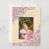 フローラピンクの花ゴールデン水玉模様グリッターシン 招待状 (正面)