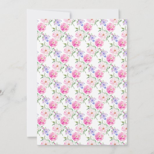 フローラピンクの花ブライダルシャワー 招待状 (裏面)