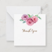 フローラピンクの花ホワイトシックありがとう ノートカード (正面)