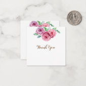 フローラピンクの花ホワイトシックありがとう ノートカード (正面/裏面インサイチュ)