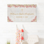 フローラピンクの蘭金ゴールド少女の確認ようこそ 横断幕 (インサイチュ)