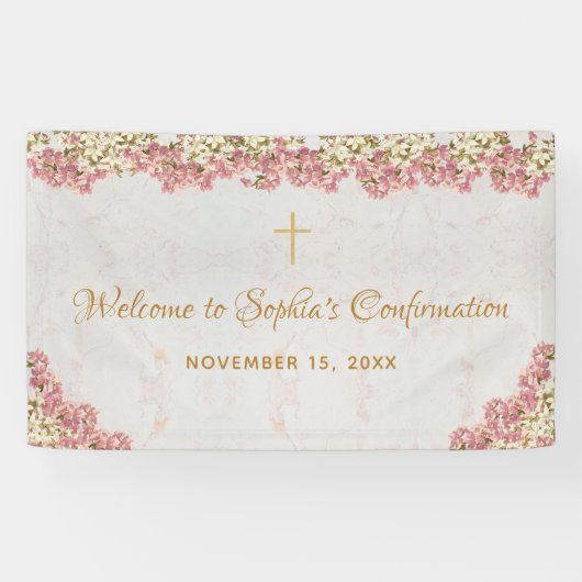 フローラピンクの蘭金ゴールド少女の確認ようこそ 横断幕 (横)