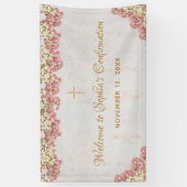 フローラピンクの蘭金ゴールド少女の確認ようこそ 横断幕 (縦)