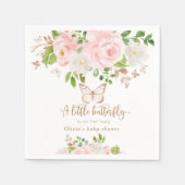 フローラピンクの蝶の赤ちゃんシャワーナプキンス スタンダードカクテルナプキン (正面)