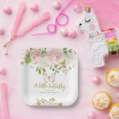 フローラピンクの蝶の赤ちゃんシャワー ペーパープレート (パーティー)
