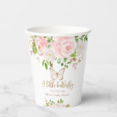 フローラピンクの蝶の赤ちゃんシャワー 紙コップ (正面)