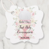 フローラピンクの装飾First Communionの女の子 フェイバータグ (正面)