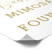 フローラピンクの金ゴールド書道バブリーMimosaサイン ポスター (角)